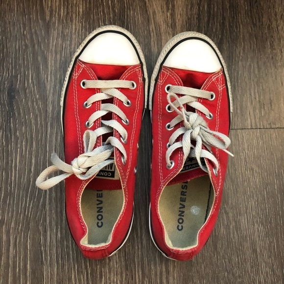 Red Converse Low Top Sneakers - Picture 3 of 10